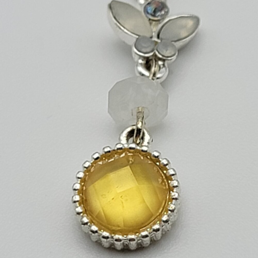 Vtg. AVON NR Silver-Tone AB And Yellow Rhinestones Dainty Y-Drop Necklace 19 in - Picture 3 of 8